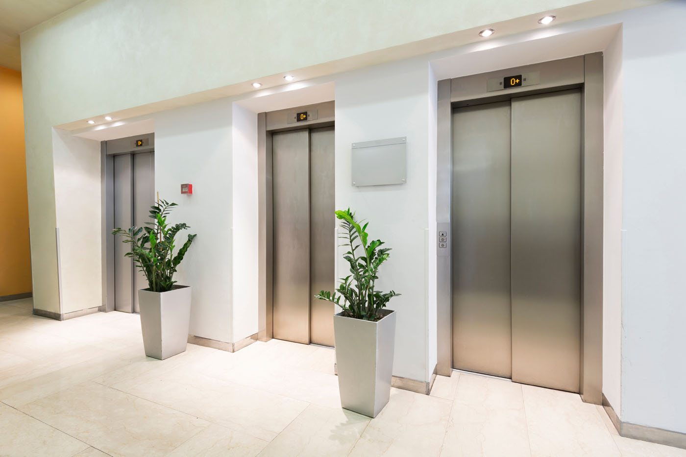 A commercial business with properaly maintained and secure elevators.