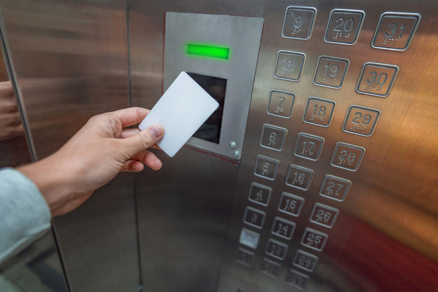 A secure elevator that needs a card to operate - for a trusted elevator monitoring company, contact LVEC.